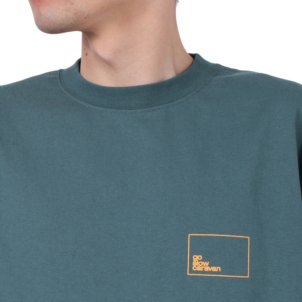 ゴースローキャラバン（GOSLOWCARAVAN）（メンズ）スクエアロゴ バックプリント 長袖Tシャツ 341901 BLU
