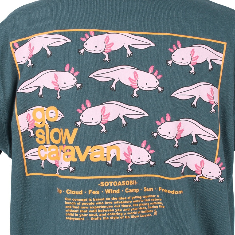 ゴースローキャラバン（GOSLOWCARAVAN）（メンズ）スクエアロゴ バックプリント 長袖Tシャツ 341901 BLU