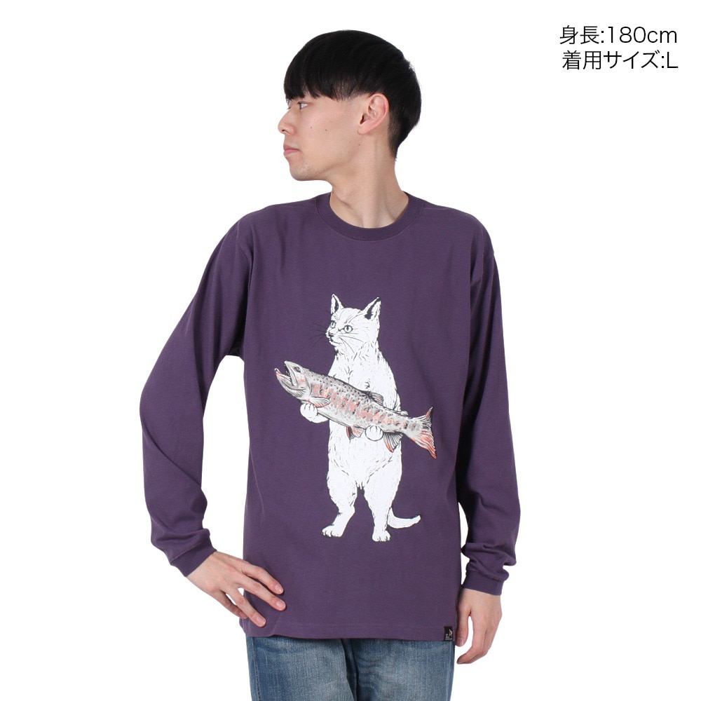 ゴースローキャラバン（GOSLOWCARAVAN）（メンズ、レディース）イワナ猫 長袖Tシャツ 341902 VLT