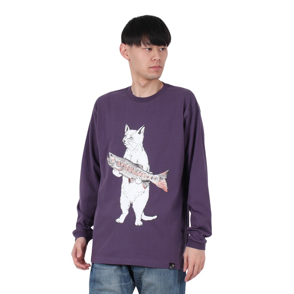ゴースローキャラバン（GOSLOWCARAVAN）（メンズ、レディース）イワナ猫 長袖Tシャツ 341902 VLT