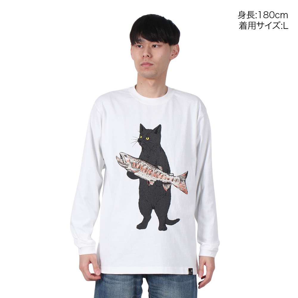 ゴースローキャラバン（GOSLOWCARAVAN）（メンズ、レディース）イワナ猫 長袖Tシャツ 341902 WHT