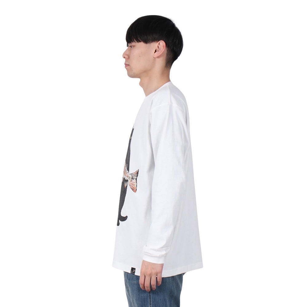 ゴースローキャラバン（GOSLOWCARAVAN）（メンズ、レディース）イワナ猫 長袖Tシャツ 341902 WHT