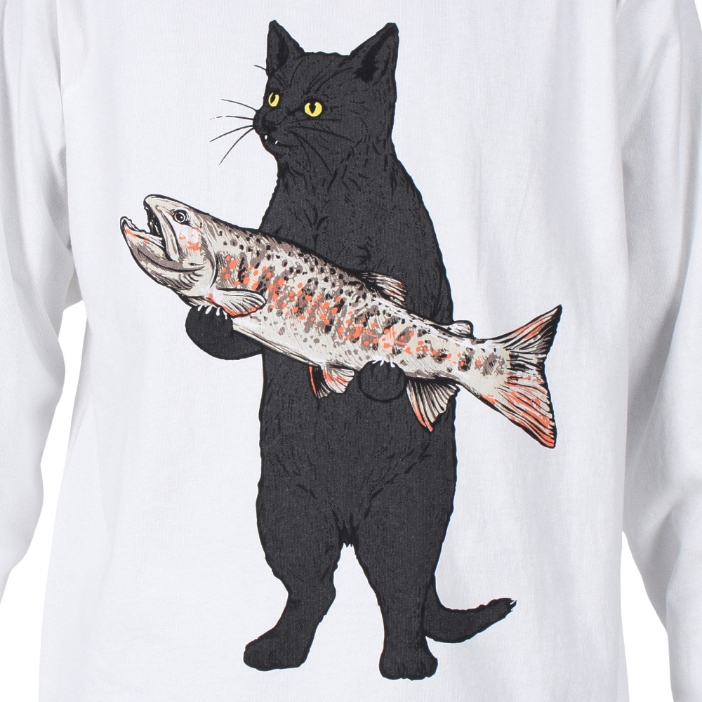 ゴースローキャラバン（GOSLOWCARAVAN）（メンズ、レディース）イワナ猫 長袖Tシャツ 341902 WHT