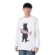 (メンズ、レディース)イワナ猫 長袖Tシャツ 341902