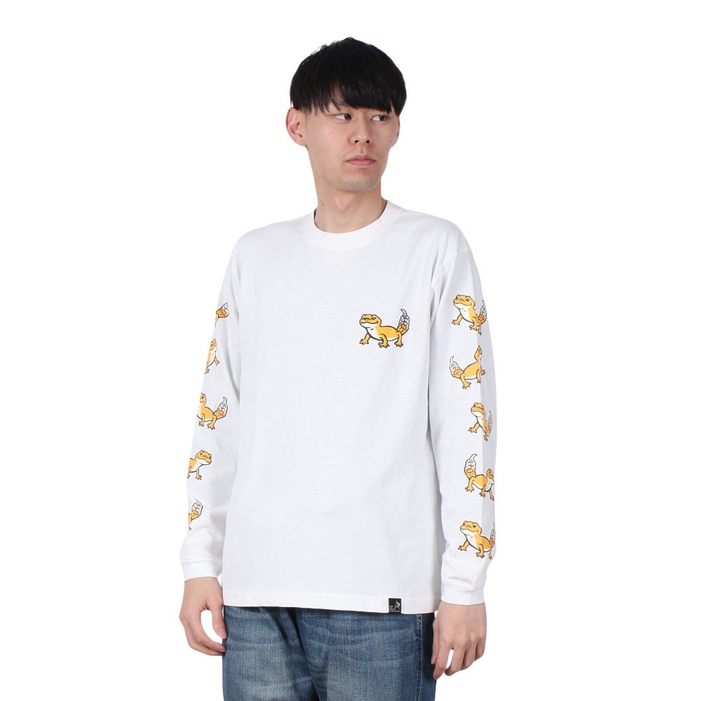 ゴースローキャラバン（GOSLOWCARAVAN）（メンズ、レディース）レオパードゲッコー 長袖Tシャツ 341903 WHT