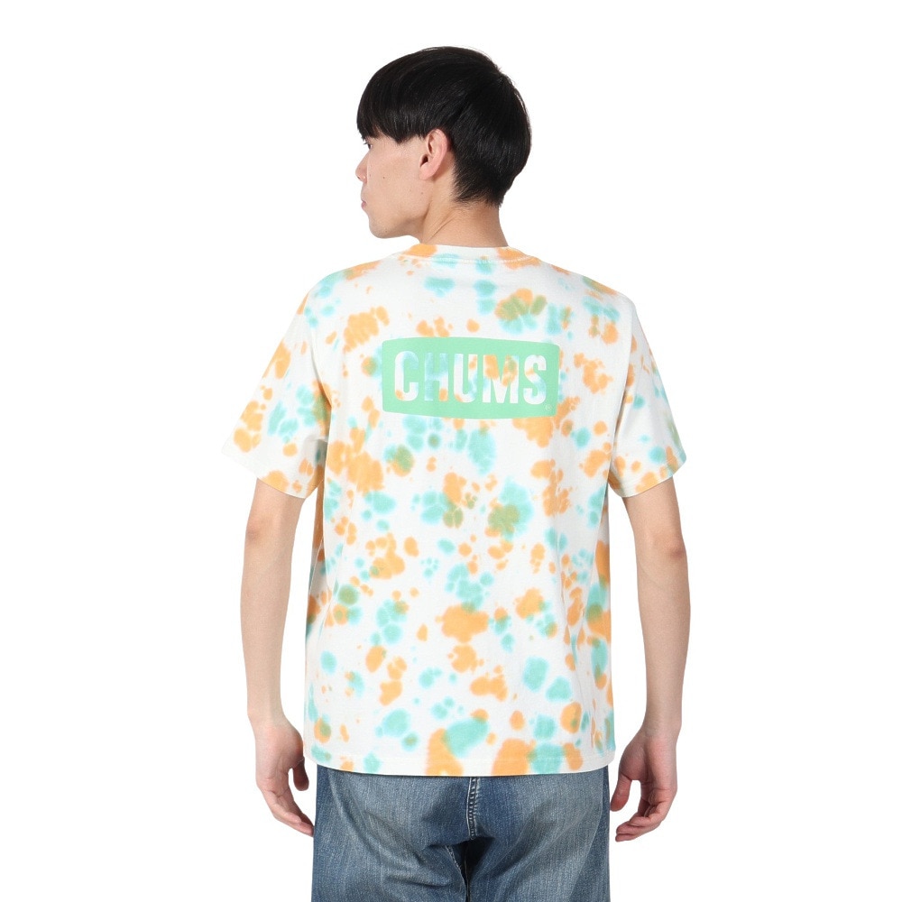 チャムス（CHUMS）（メンズ）半袖Tシャツ エルブレスコラボ LB ロゴ Glow Tシャツ CH01-2574-Z358 オレンジ×グリーン 蓄光 綿100
