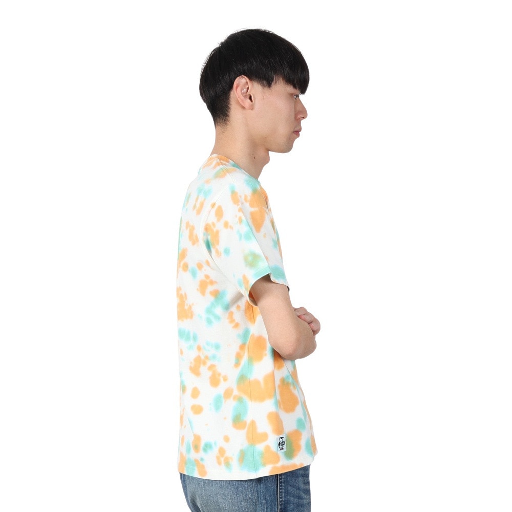 チャムス（CHUMS）（メンズ）半袖Tシャツ エルブレスコラボ LB ロゴ Glow Tシャツ CH01-2574-Z358 オレンジ×グリーン 蓄光 綿100