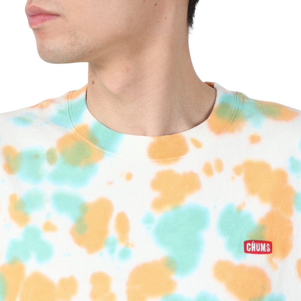 チャムス（CHUMS）（メンズ）半袖Tシャツ エルブレスコラボ LB ロゴ Glow Tシャツ CH01-2574-Z358 オレンジ×グリーン 蓄光 綿100
