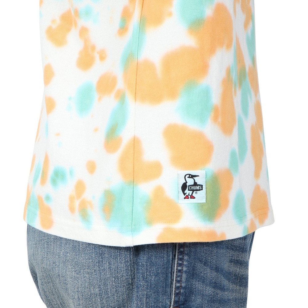 チャムス（CHUMS）（メンズ）半袖Tシャツ エルブレスコラボ LB ロゴ Glow Tシャツ CH01-2574-Z358 オレンジ×グリーン 蓄光 綿100