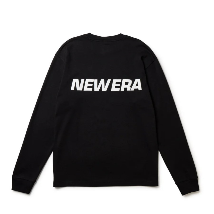 ニューエラ（NEW ERA）（メンズ、レディース）長袖 オーバーサイズド ウォーム Tシャツ ワードマークロゴ ブラック 14668841