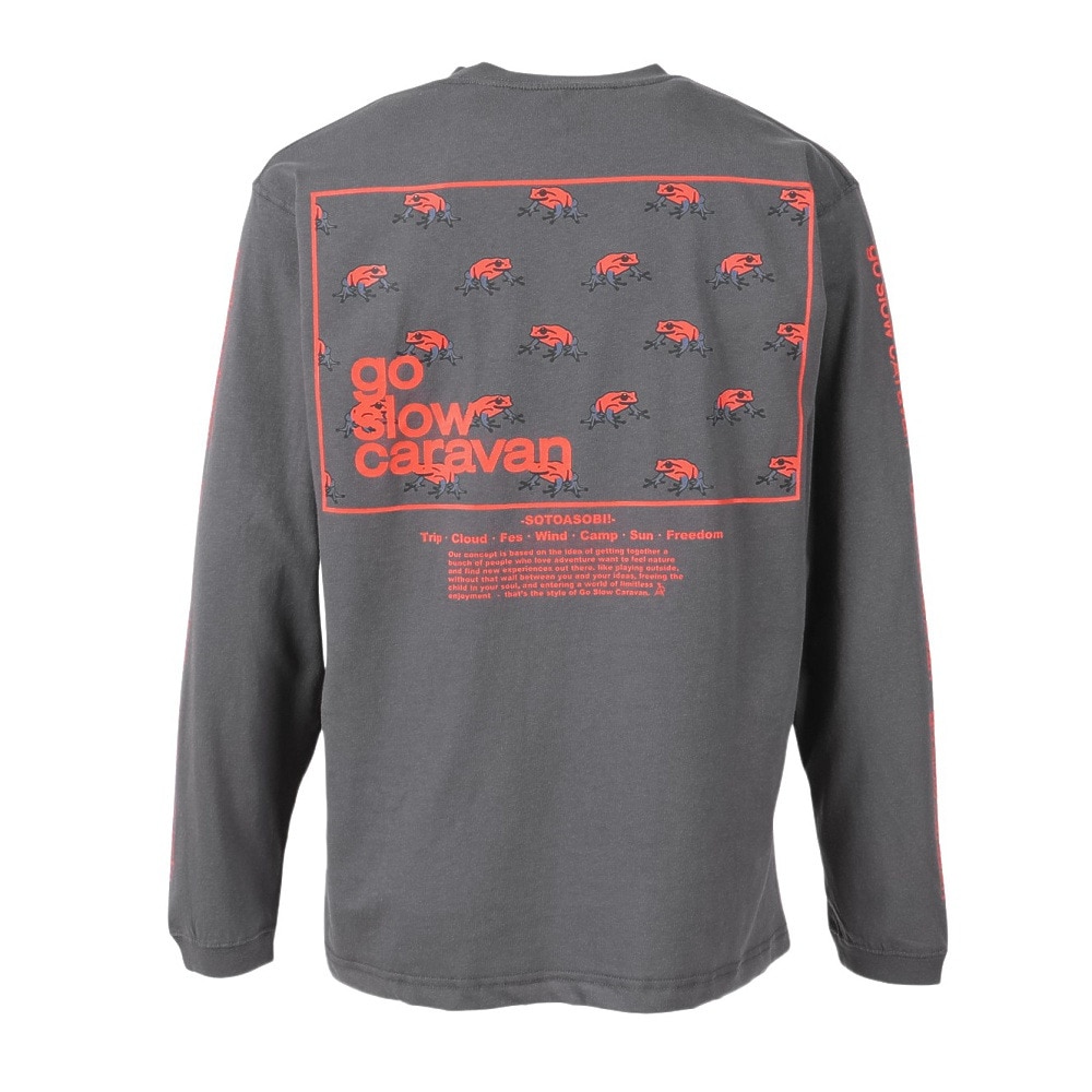 ゴースローキャラバン（GOSLOWCARAVAN）（メンズ）スクエアロゴ バックプリント 長袖Tシャツ 351902 BLK