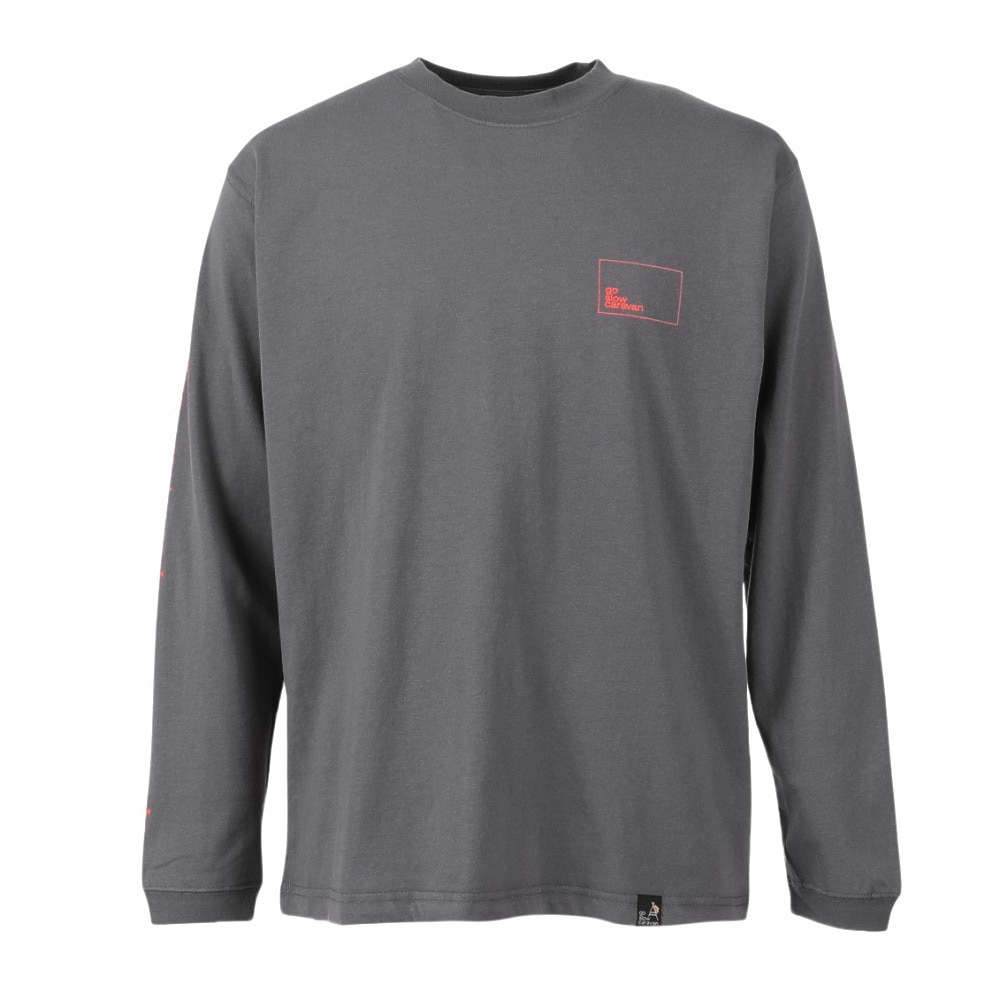 ゴースローキャラバン（GOSLOWCARAVAN）（メンズ）スクエアロゴ バックプリント 長袖Tシャツ 351902 BLK