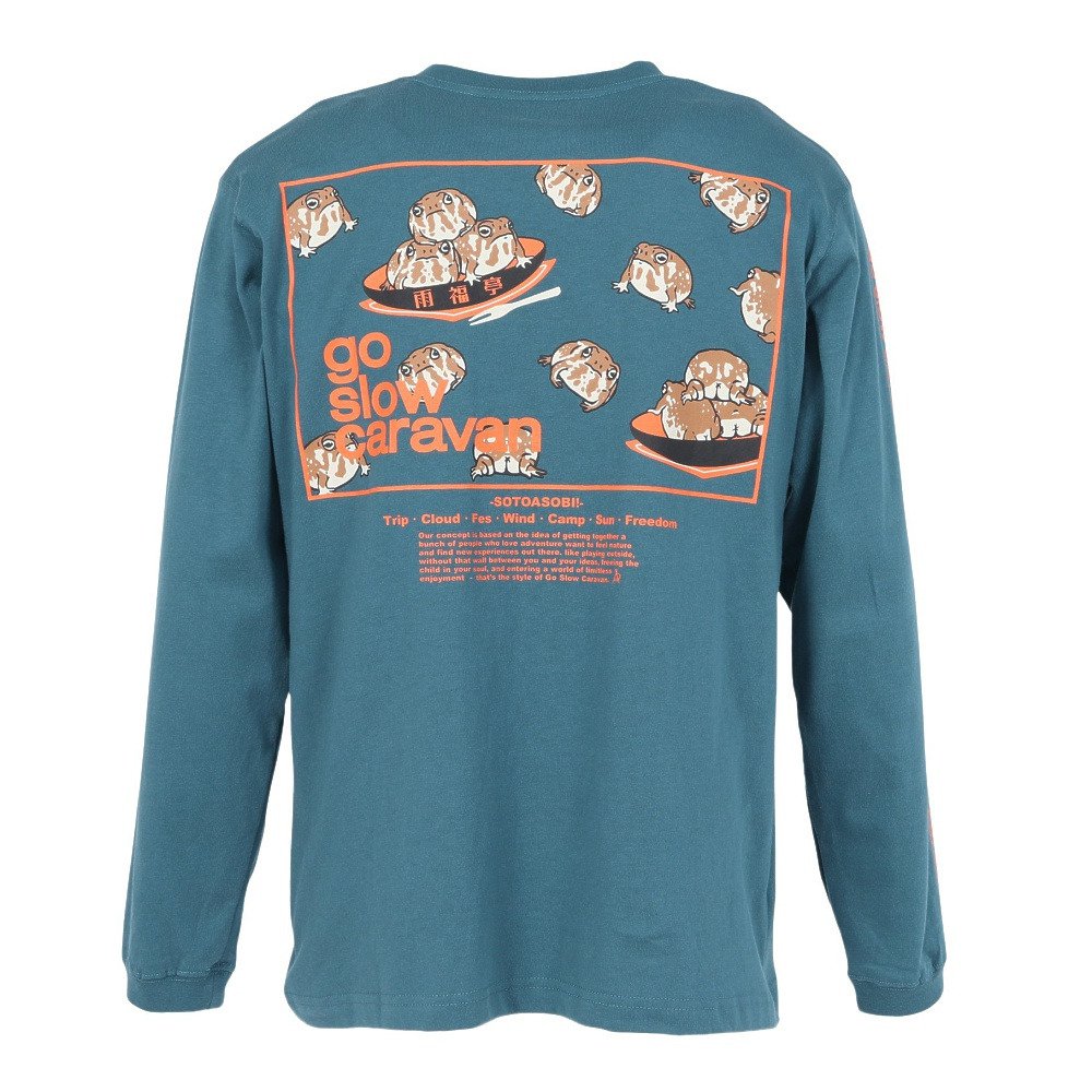 ゴースローキャラバン（GOSLOWCARAVAN）（メンズ）USA/C スクエア ロゴ バックプリント 長袖Tシャツ 351902 GRN