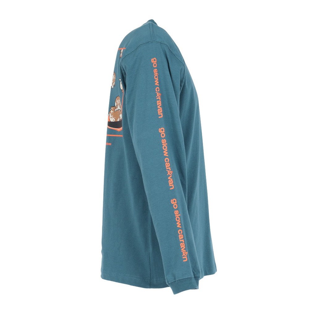 ゴースローキャラバン（GOSLOWCARAVAN）（メンズ）USA/C スクエア ロゴ バックプリント 長袖Tシャツ 351902 GRN
