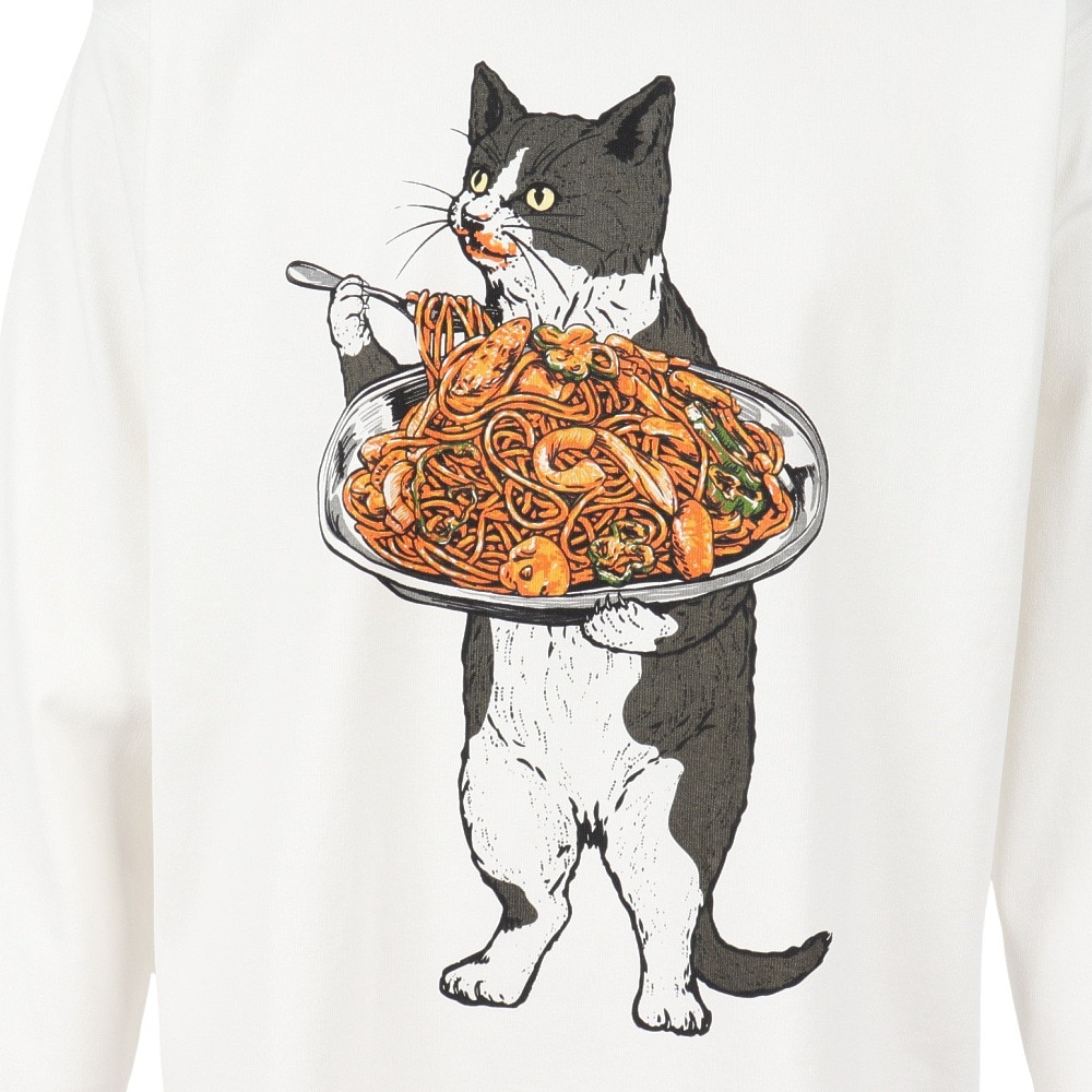 ゴースローキャラバン（GOSLOWCARAVAN）（メンズ、レディース）ナポリタン猫 長袖Tシャツ 351909 WHT