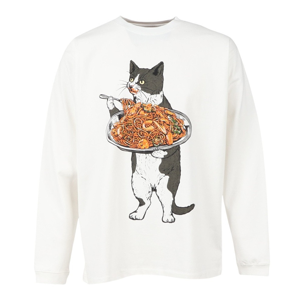 ゴースローキャラバン（GOSLOWCARAVAN）（メンズ、レディース）ナポリタン猫 長袖Tシャツ 351909 WHT