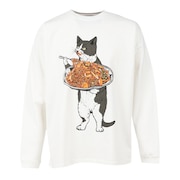 (メンズ、レディース)ナポリタン猫 長袖Tシャツ 351909 WHT