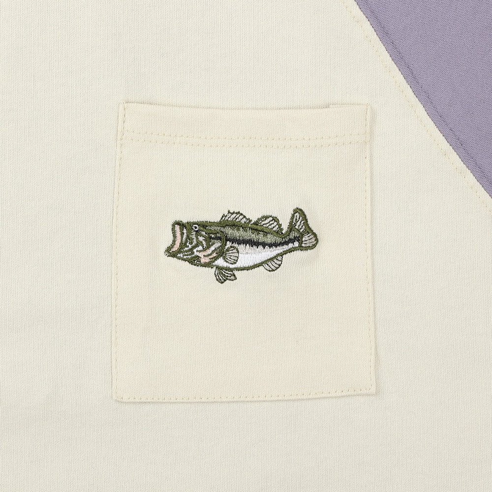 ゴースローキャラバン（GOSLOWCARAVAN）（メンズ）USAコットン 色々刺繍 8分袖 ベースボール Tシャツ ブラックバス 361905 LVD