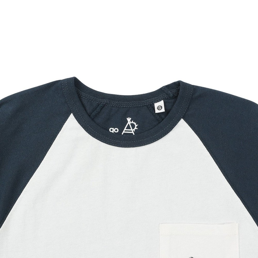 ゴースローキャラバン（GOSLOWCARAVAN）（メンズ）USAコットン 色々刺繍 8分袖 ベースボール Tシャツ スワンボート 361905 NAV