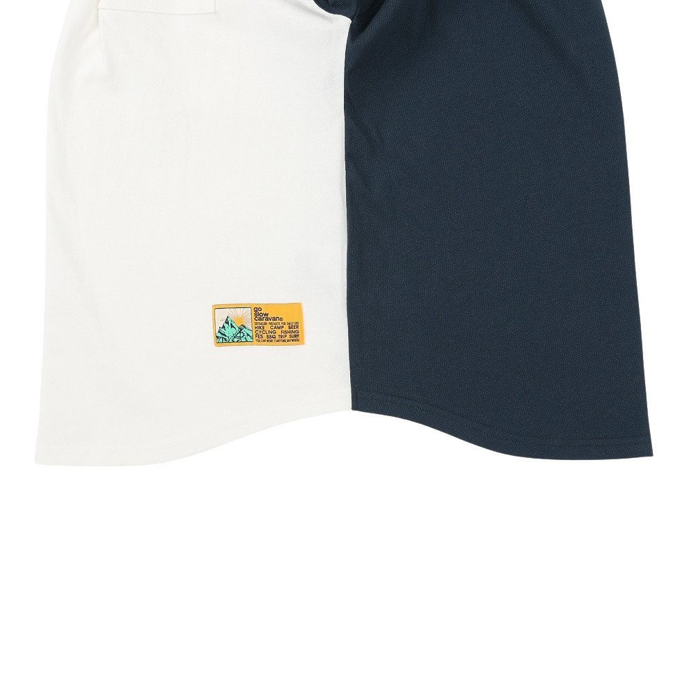 ゴースローキャラバン（GOSLOWCARAVAN）（メンズ）USAコットン 色々刺繍 8分袖 ベースボール Tシャツ スワンボート 361905 NAV