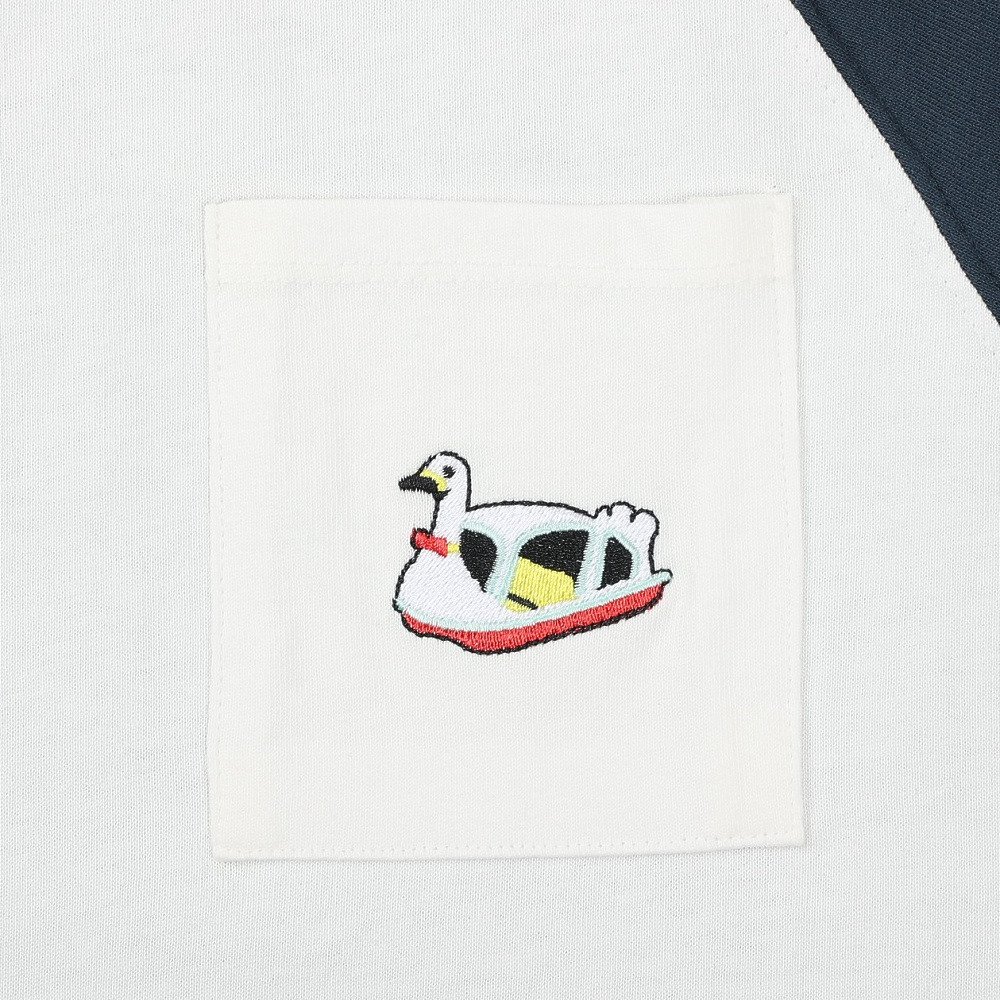 ゴースローキャラバン（GOSLOWCARAVAN）（メンズ）USAコットン 色々刺繍 8分袖 ベースボール Tシャツ スワンボート 361905 NAV