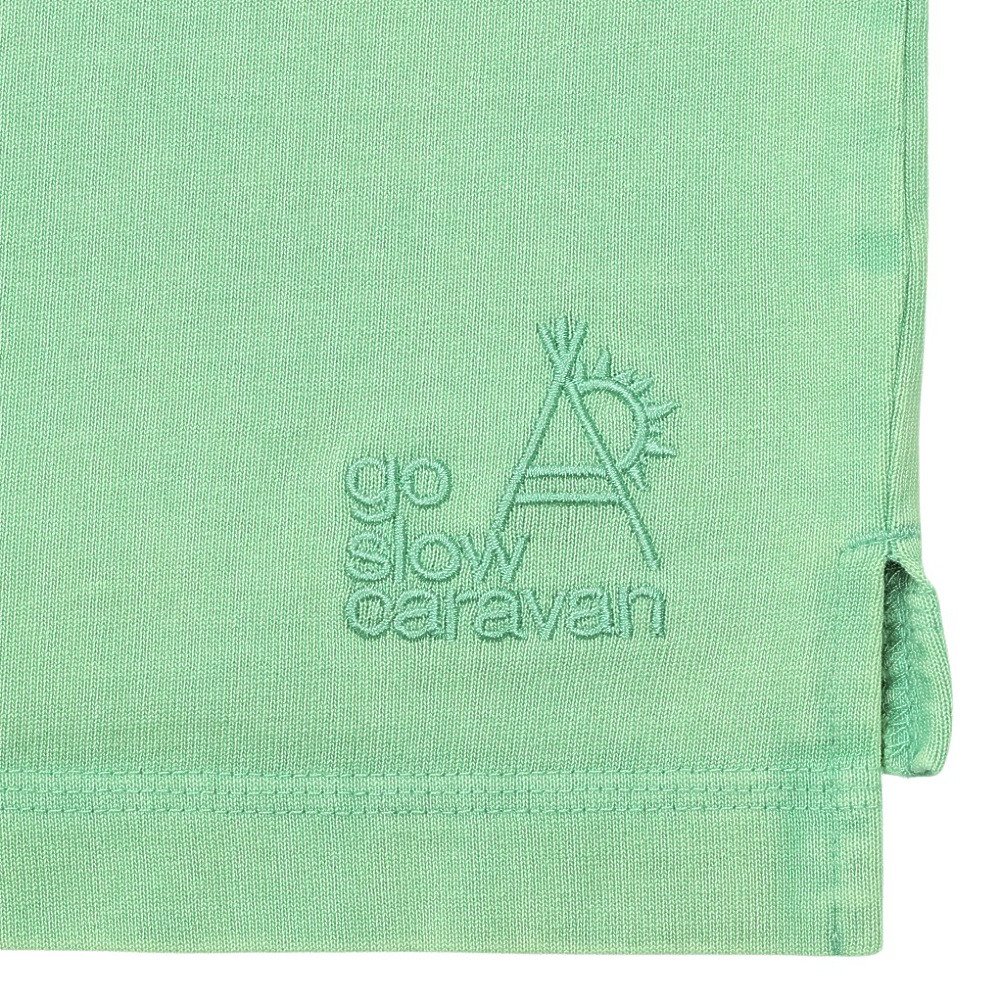 ゴースローキャラバン（GOSLOWCARAVAN）（メンズ）三本引き揃え ヘビー天竺 ケミカル ワイド9分丈 半袖Tシャツ 362608 GRN