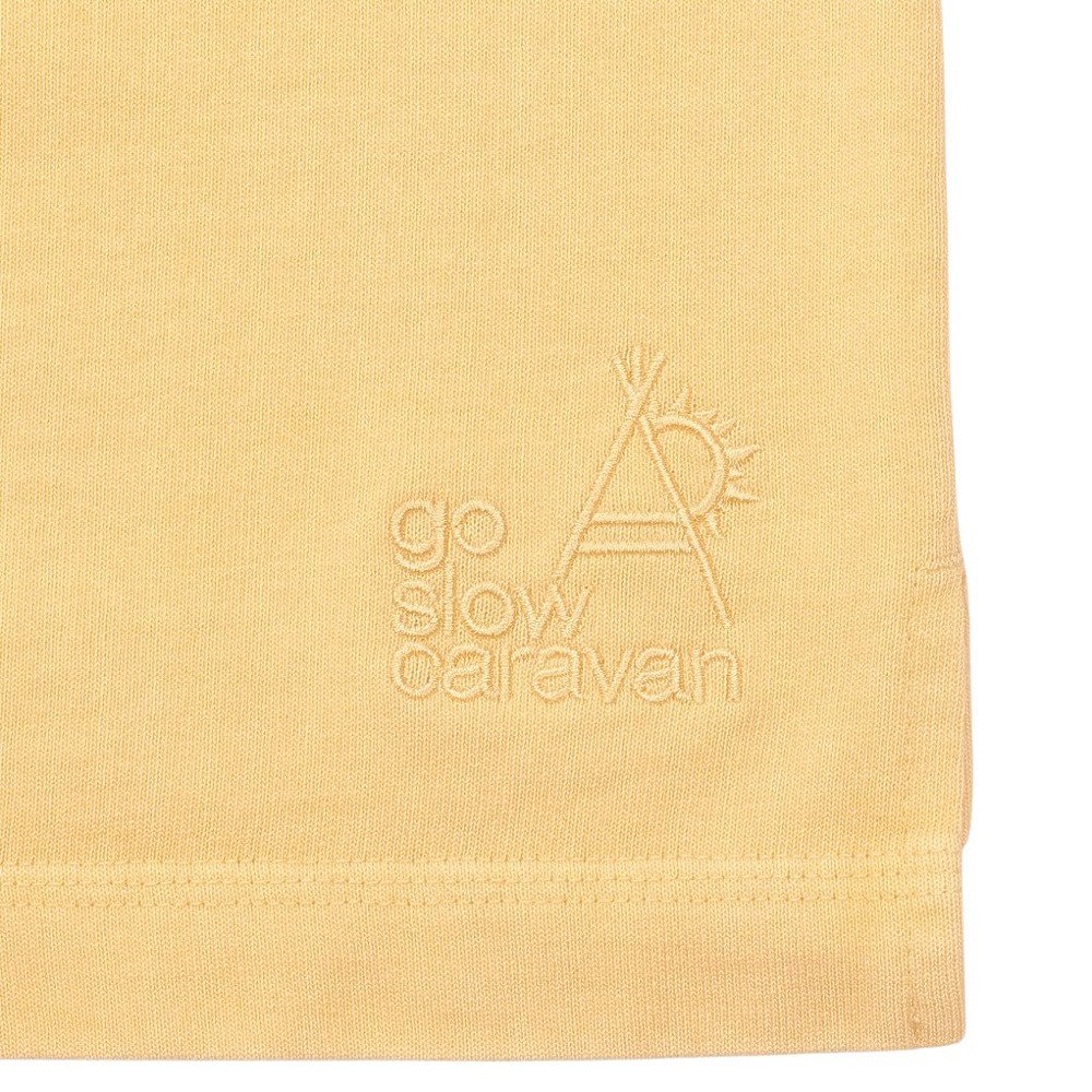 ゴースローキャラバン（GOSLOWCARAVAN）（メンズ）三本引き揃え ヘビー天竺 ケミカル ワイド9分丈 半袖Tシャツ 362608 YEL