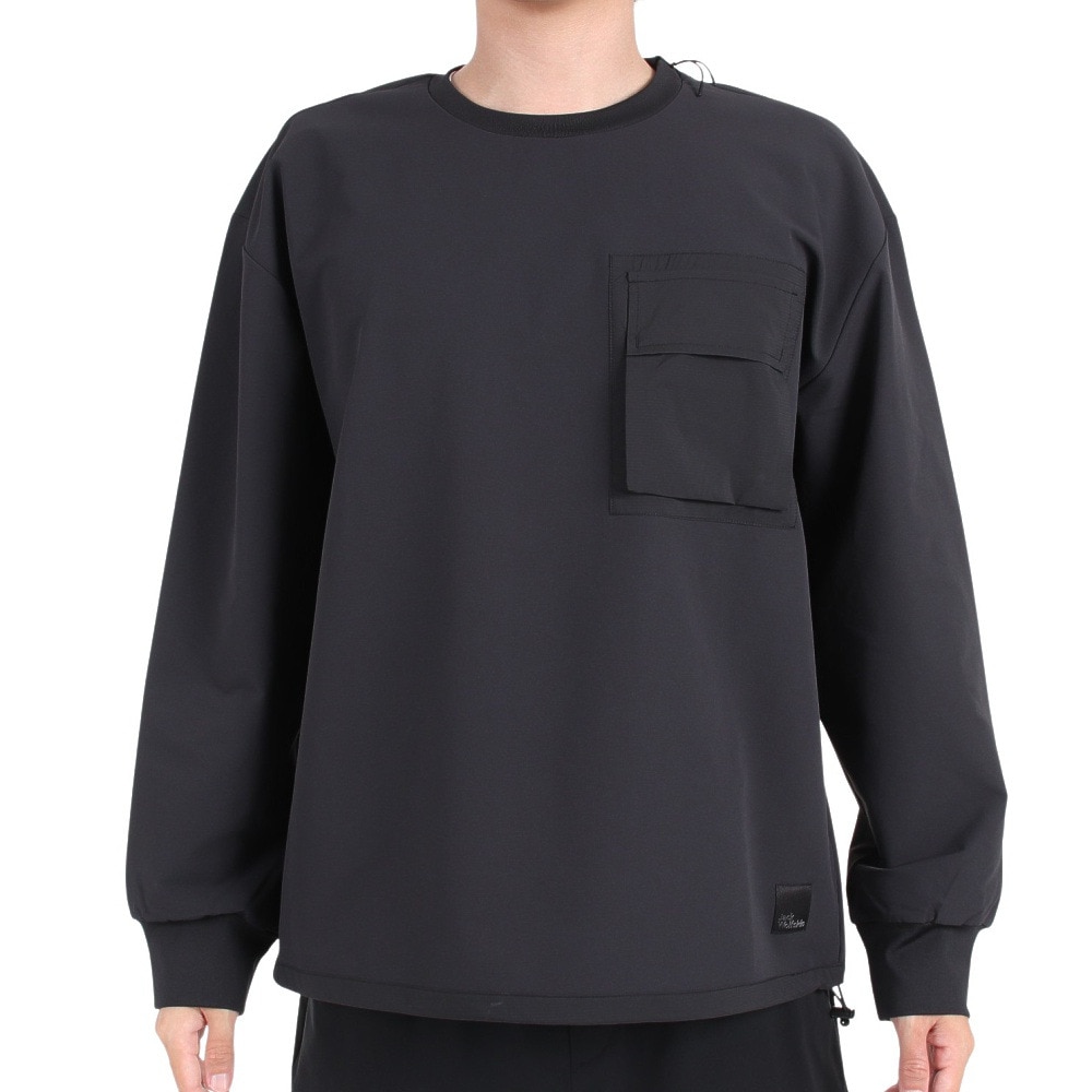 ジャックウルフスキン（JackWolfskin）（メンズ）長袖シャツ カットソー ASIA WANDERMOOD プルオーバー 5031921-6000 ブラック 撥水