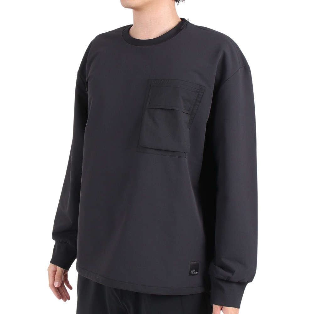 ジャックウルフスキン（JackWolfskin）（メンズ）長袖シャツ カットソー ASIA WANDERMOOD プルオーバー 5031921-6000 ブラック 撥水