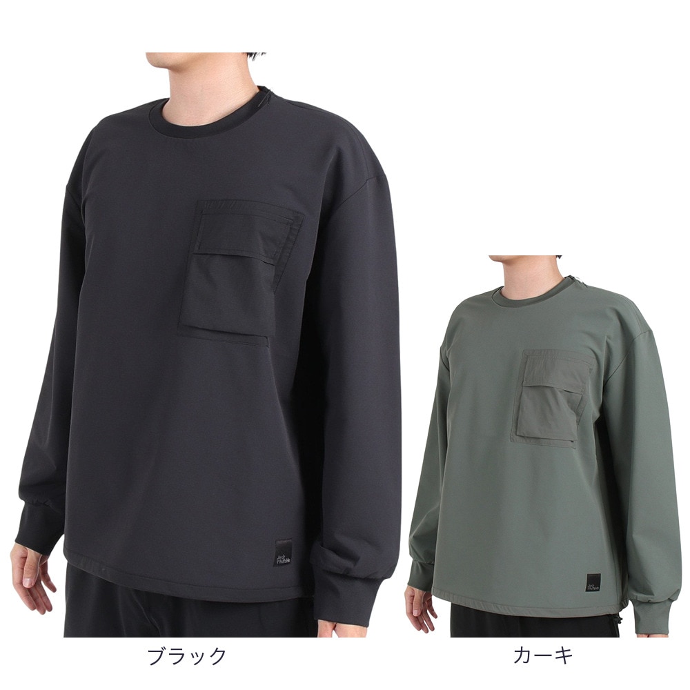 ジャックウルフスキン（JackWolfskin）（メンズ）長袖シャツ カットソー ASIA WANDERMOOD プルオーバー 5031921-6000 ブラック 撥水