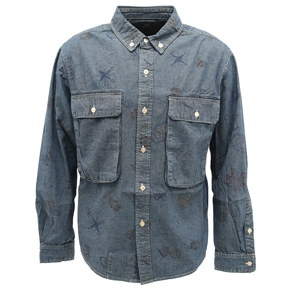  総柄シャンブレーシャツ 1944001-79:NAVY