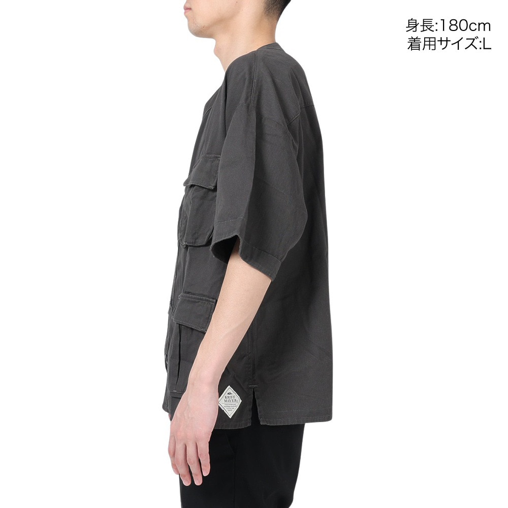 クリフメイヤー（KRIFF MAYER）（メンズ）カジュアルシャツ ファティーグベースボールシャツ 2244000-17:CHARCOAL チャコールグレー