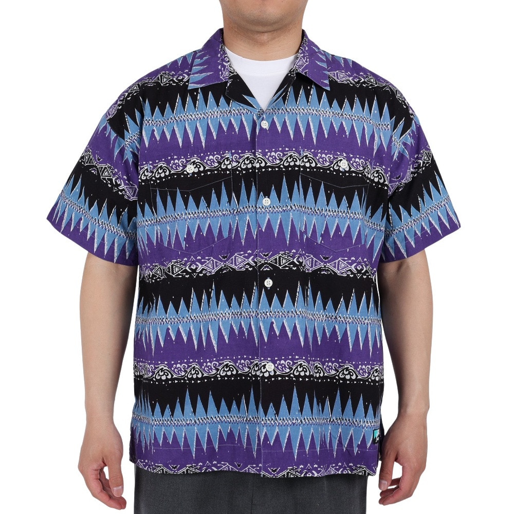 マナスタッシュ（MANASTASH）（メンズ）カジュアルシャツ JAIPUR SHIRT 23 ジャイプルシャツ 792-3123008 PPL パープル×ブラック