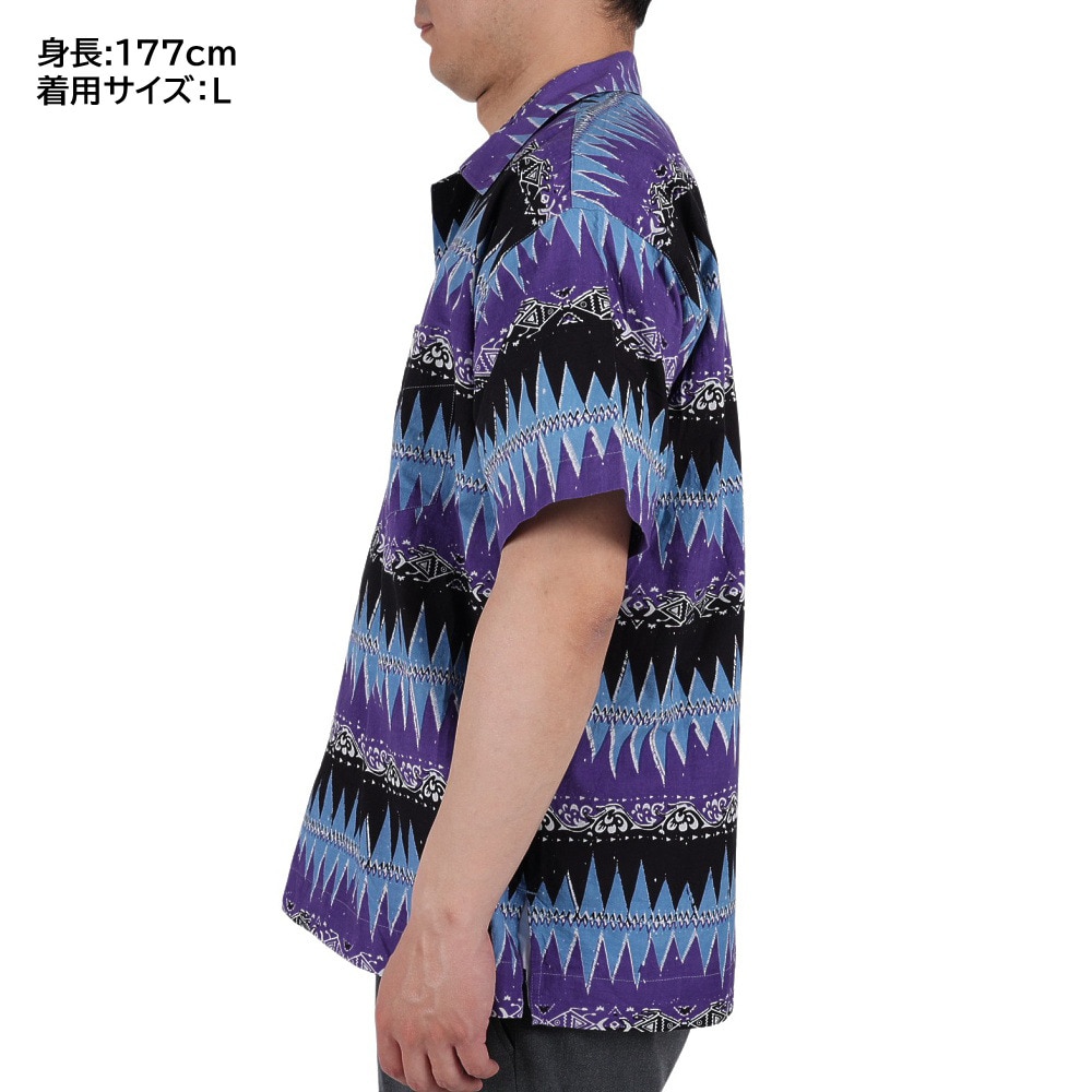 マナスタッシュ（MANASTASH）（メンズ）カジュアルシャツ JAIPUR SHIRT 23 ジャイプルシャツ 792-3123008 PPL パープル×ブラック