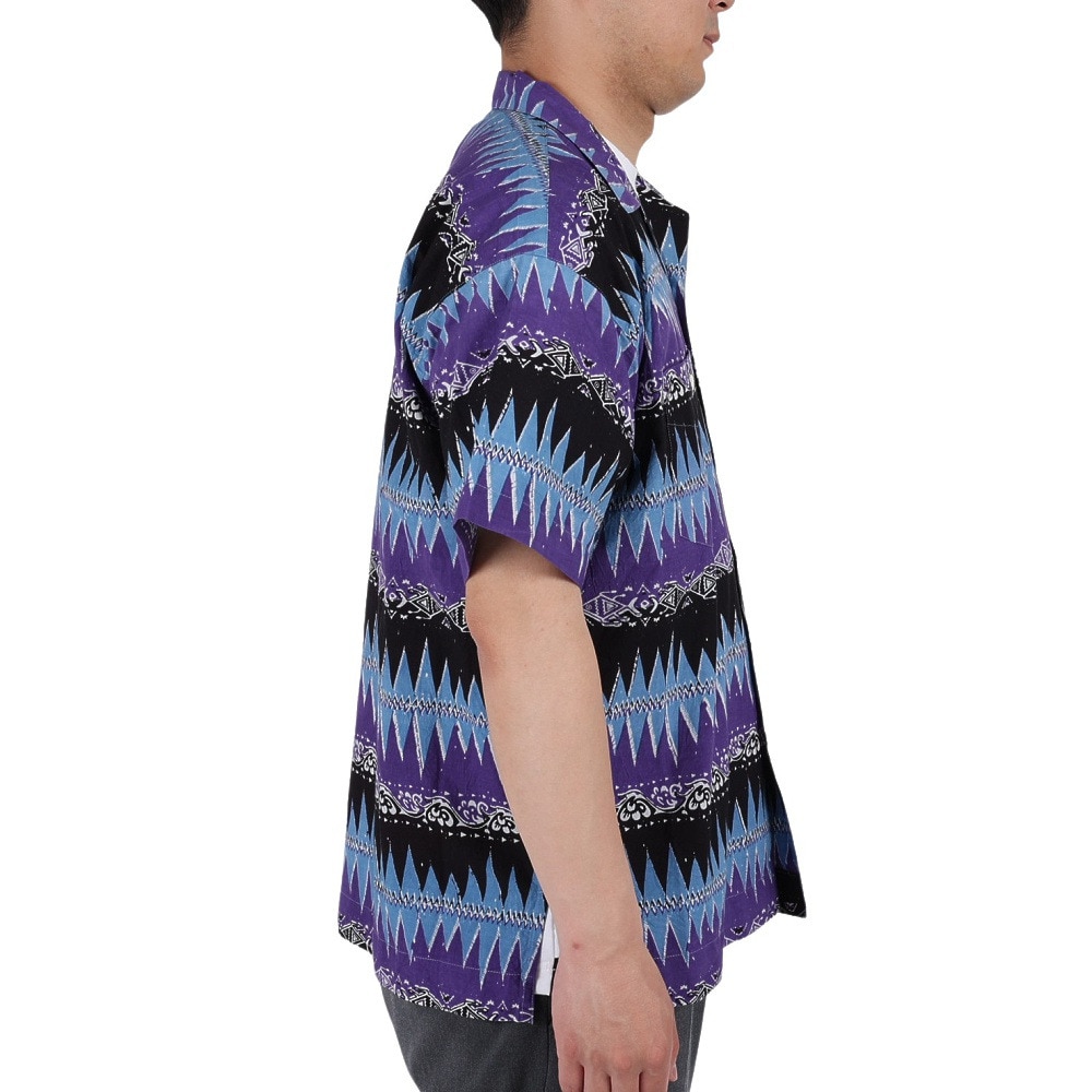 マナスタッシュ（MANASTASH）（メンズ）カジュアルシャツ JAIPUR SHIRT 23 ジャイプルシャツ 792-3123008 PPL パープル×ブラック