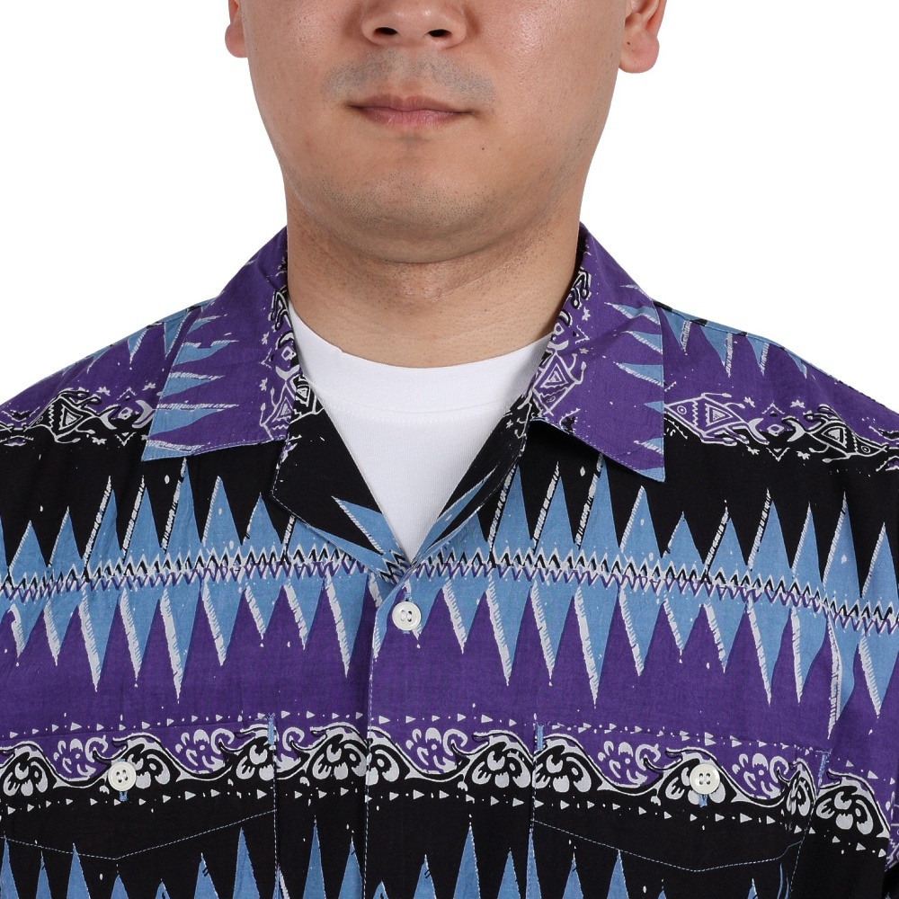 マナスタッシュ（MANASTASH）（メンズ）カジュアルシャツ JAIPUR SHIRT 23 ジャイプルシャツ 792-3123008 PPL パープル×ブラック