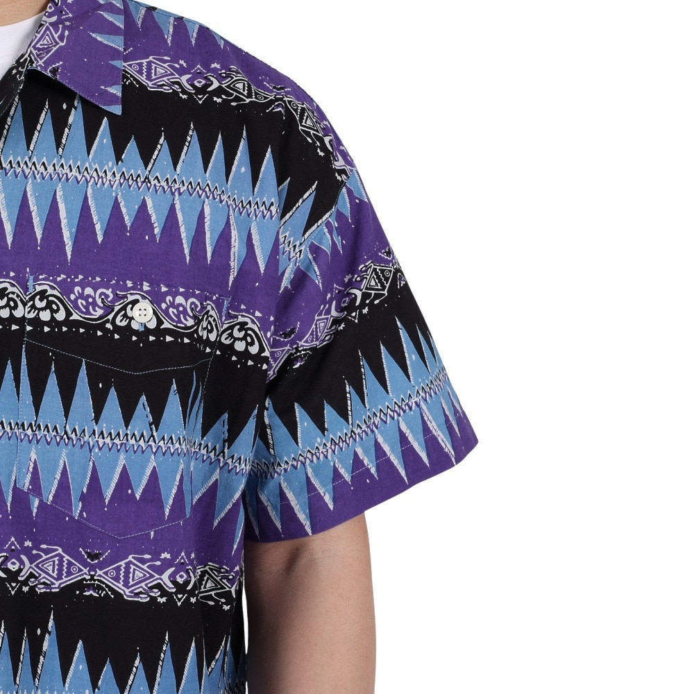 マナスタッシュ（MANASTASH）（メンズ）カジュアルシャツ JAIPUR SHIRT 23 ジャイプルシャツ 792-3123008 PPL パープル×ブラック