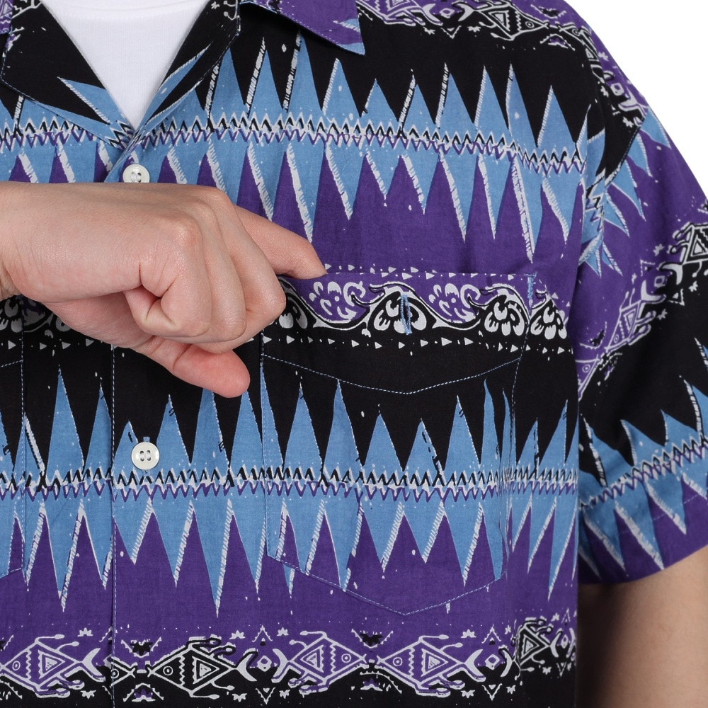 マナスタッシュ（MANASTASH）（メンズ）カジュアルシャツ JAIPUR SHIRT 23 ジャイプルシャツ 792-3123008 PPL パープル×ブラック
