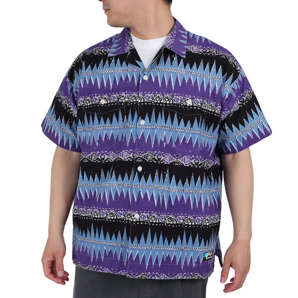 マナスタッシュ（MANASTASH）（メンズ）カジュアルシャツ JAIPUR SHIRT 23 ジャイプルシャツ 792-3123008 PPL パープル×ブラック
