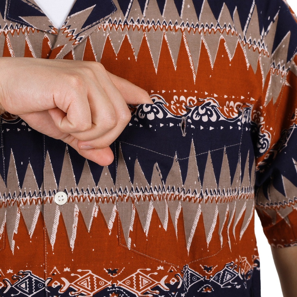 マナスタッシュ（MANASTASH）（メンズ）カジュアルシャツ JAIPUR SHIRT 23 ジャイプルシャツ 792-3123008 RST ブラウン×ネイビー