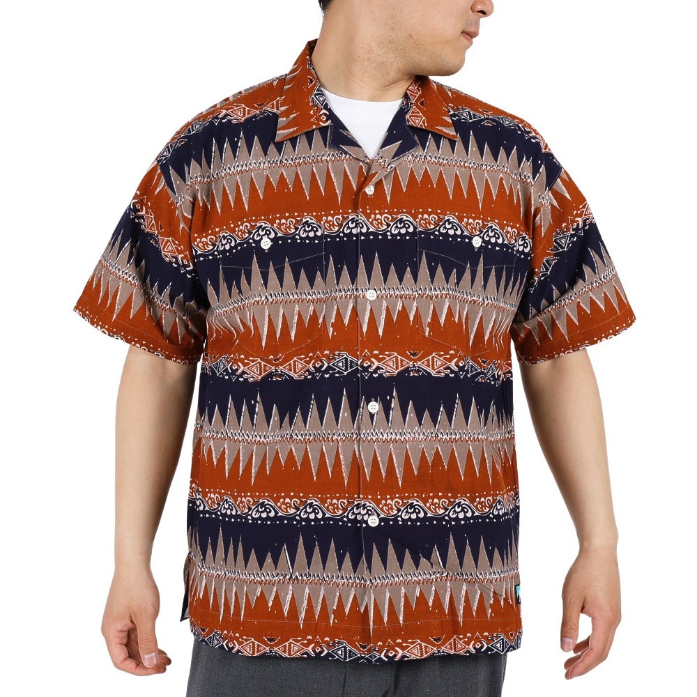 マナスタッシュ（MANASTASH）（メンズ）カジュアルシャツ JAIPUR SHIRT 23 ジャイプルシャツ 792-3123008 RST ブラウン×ネイビー