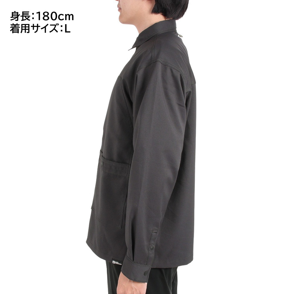 ジャックウルフスキン（JackWolfskin）（メンズ）カジュアルシャツ 長袖シャツ JP ブッシュクラフト オーバーシャツ 5032421-6350 チャコールグレー