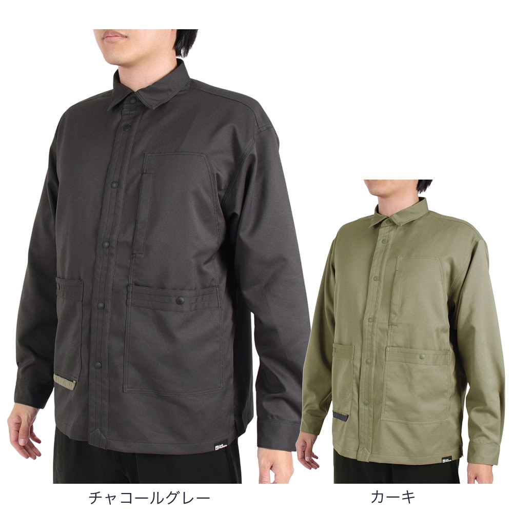 ジャックウルフスキン（JackWolfskin）（メンズ）カジュアルシャツ 長袖シャツ JP ブッシュクラフト オーバーシャツ 5032421-4550 カーキ