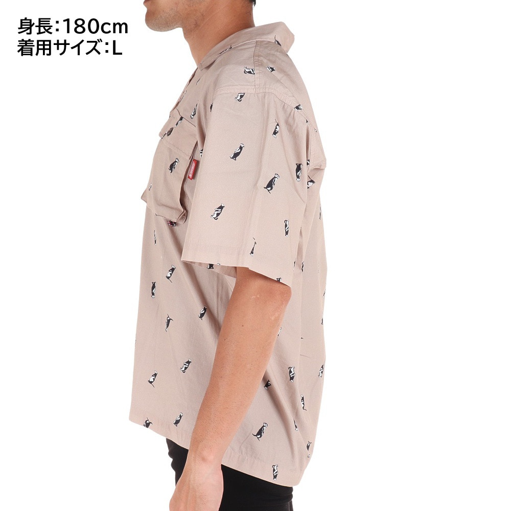 コールマン（Coleman）（メンズ）カジュアルシャツ 半袖 総柄プリントシャツ X9335A BEG ベージュ