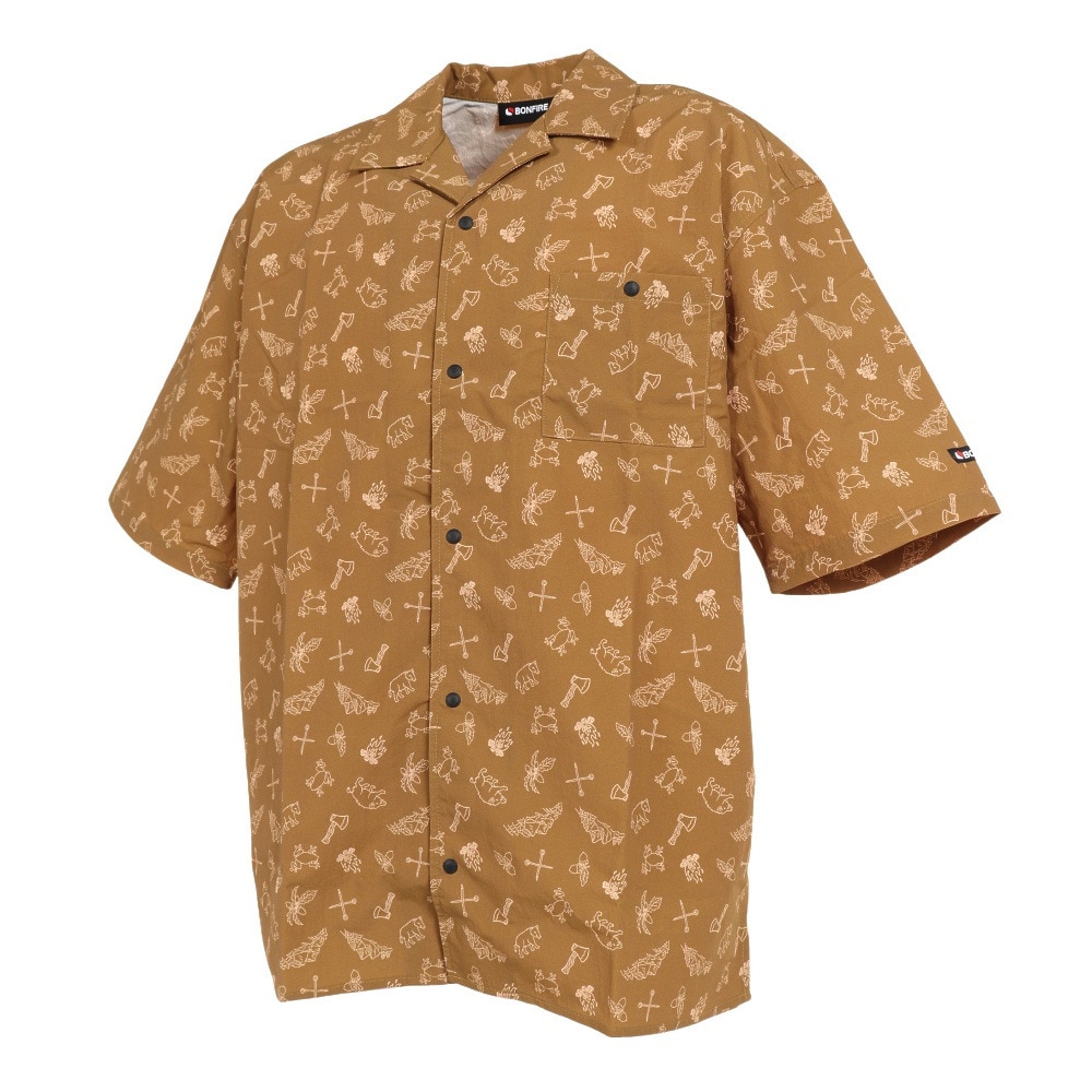 ボンファイア（Bonfire）（メンズ）カジュアルシャツ 半袖 オープンカラーシャツ 20BNF3SEG2280 CMLG ブラウン