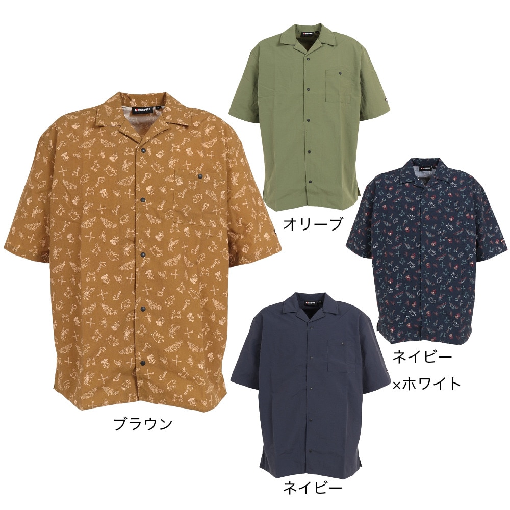 ボンファイア（Bonfire）（メンズ）軽量 撥水 カジュアルシャツ 半袖 オープンカラーシャツ 20BNF3SEG2280 NVY ネイビー