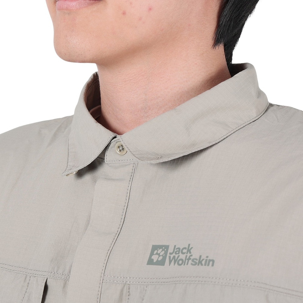 ジャックウルフスキン（JackWolfskin）（メンズ）長袖シャツ DISKOVERA M 1403921-5150 カーキ カジュアルシャツ 速乾 UVカット