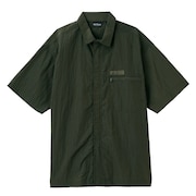 ワイルドシングス（WILD THINGS）（メンズ）カジュアルシャツ グレイン リップ ジップ半袖シャツ WT23019SK-OLIVE オリーブ