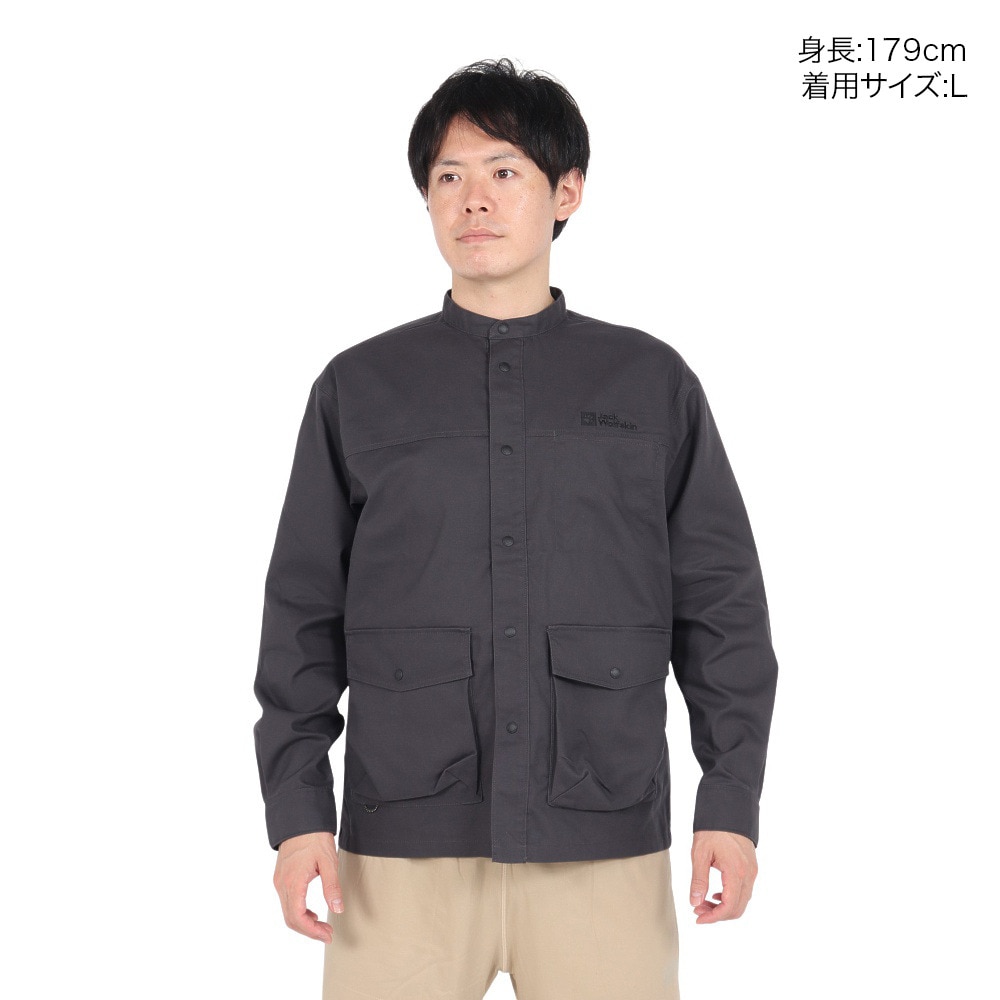 ジャックウルフスキン（JackWolfskin）（メンズ）コットニー ノーカラーシャツジャケット A63219-6350