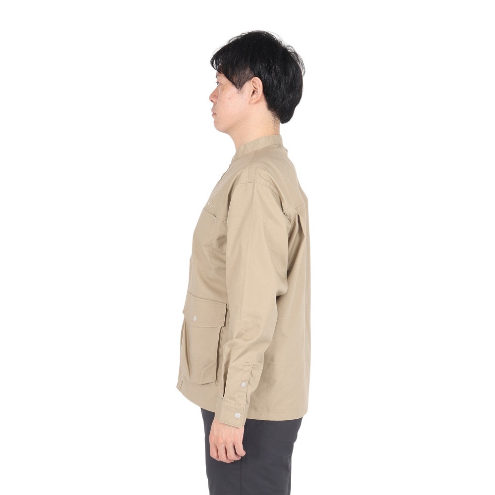 ジャックウルフスキン（JackWolfskin）（メンズ）コットニー ノーカラーシャツジャケット A63219-A0030